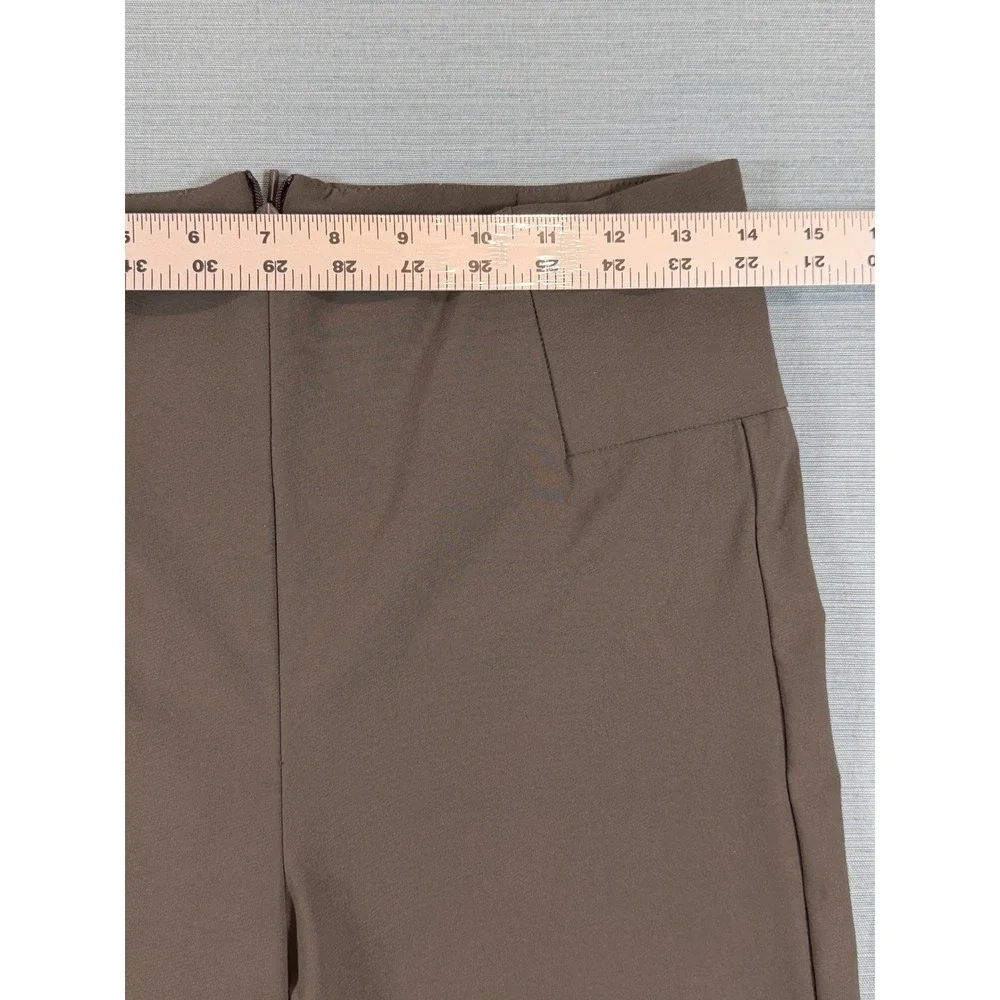 Athleta‎ Womens Brown High Rise Straight Leg Front Slit Ankle Pants Size 8